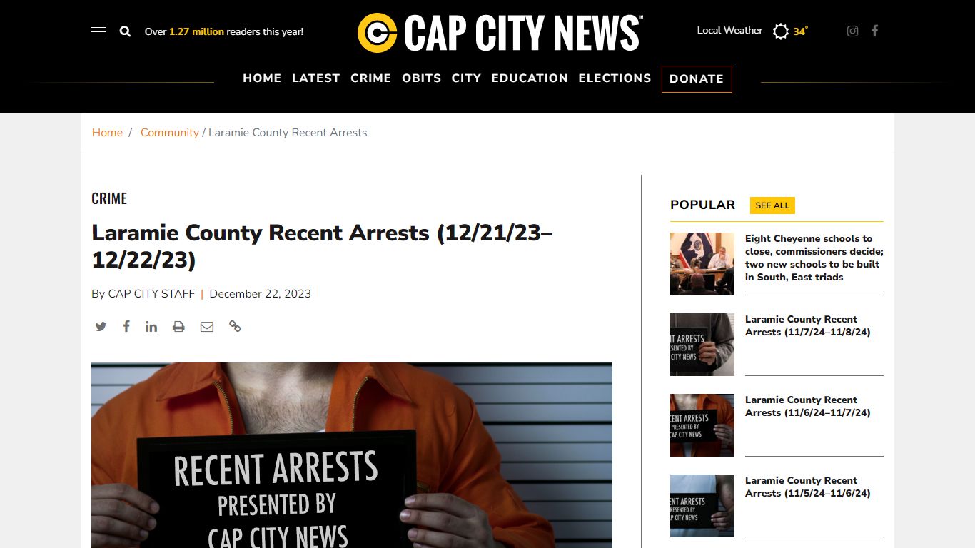 Laramie County Recent Arrests (12/21/23–12/22/23)