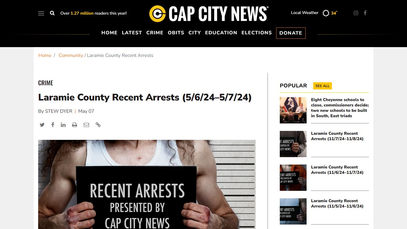 Laramie County Recent Arrests (5/6/24–5/7/24) - Cap City News